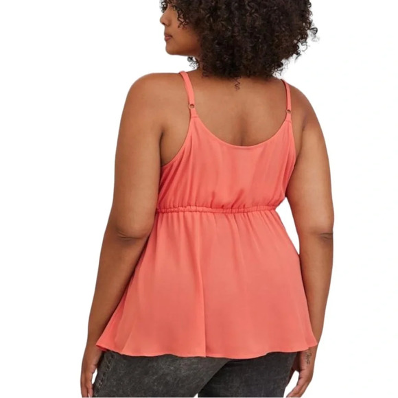 Torrid Georgette Ruffle Front Cami Blouse Adjustable Flowy Coral  Size 6 US 6X - Picture 3 of 11
